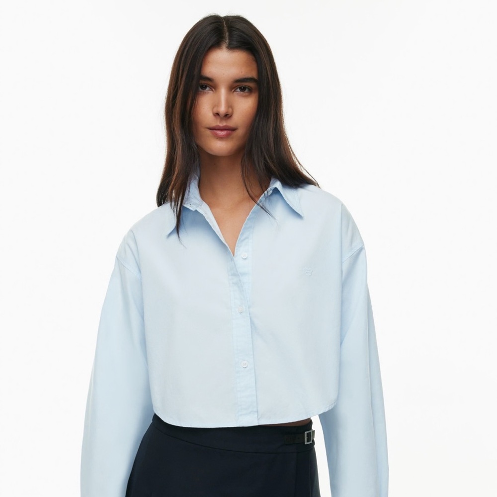 Aritzia Light Blue Cropped Shirt Jacket